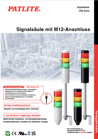 Signalsäule<br>mit M12-Anschluss<br>LR6 Serie