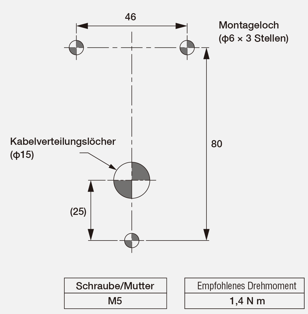 Montagedimensionen Zeichnung