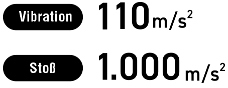 Vibration: 110 m/s², Stoß: 1.000 m/s²